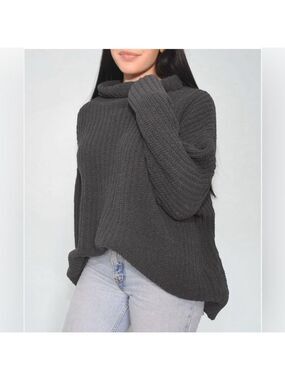 aerie ribbed knit gray turtleneck sweater size XS
